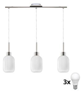 LED полилей на кабел HARMA 3xE27/60W/230V матов хром/бял