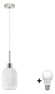 LED полилей на кабел HARMA 1xE27/60W/230V диам. 14 см матов хром/бял