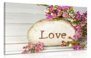 Картина на платно – С надпис на камък Love