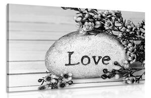 Картина на платно – С надпис на камък Love в черно-бял вариант