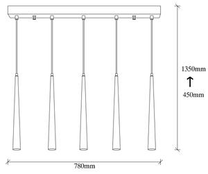 LED Висящ полилей UGUR 5xLED/3W/230V