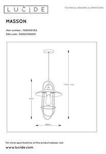 Lucide 74309/01/02 - Висящ полилей MASSON 1xE27/40W/230V златист