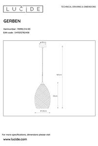 Lucide 78390/24/63 - Висящ полилей GERBEN 1xE27/40W/230V