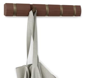 UMBRA Закачалка за стена с 5 бр. закачалки “FLIP“ - цвят злато/светъл орех