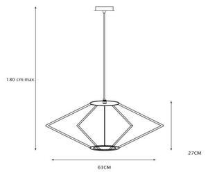 Lucide 73407/63/02 - Висящ полилей DIAMOND 1xE27/60W/230V