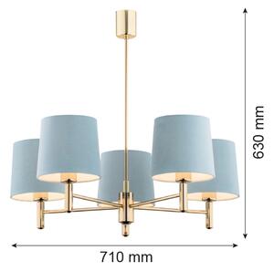 Brilagi - Полилей на прът MONTE 5xE27/15W/230V син/златист