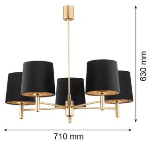 Brilagi - Полилей на тръба MONTE 5xE27/15W/230V черно/златно