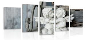 Картини от 5 части – Статуетки на ангели на пейка