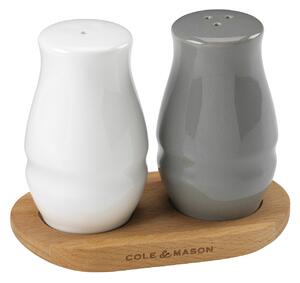 COLE & MASON Комплект за сол и пипер с дървена поставка