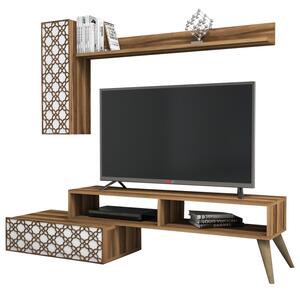 Тв комплект цвят орех-бял 150x37.2x37.8