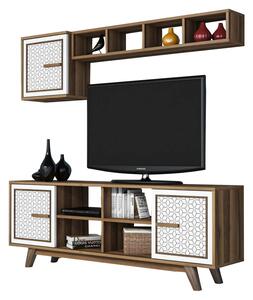 Тв шкаф цвят орех-бял 160x35x56.2