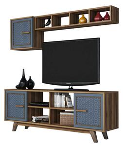 Тв шкаф цвят орех-син 160x35x56.2