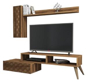 ТВ комплект от меламин в цвят орех 150x372x378см