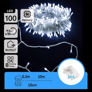 Aigostar - LED външен гирлянд 100xLED/8 функции 10,3m IP44 студено бяло