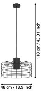 Eglo 43628 - Висящ полилей MILLIGAN 1xE27/40W/230V Ø 48 см черен