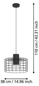 Eglo 43627 - Висящ полилей MILLIGAN 1xE27/40W/230V Ø 38 см черен