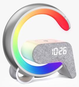 Immax 08987L-LEDRGB Димируема лампа с будилник и Qi зареждане 30W/230V сребрист