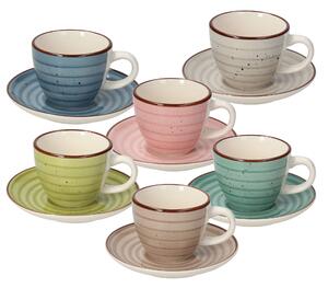Комплект 6 чаши за кафе с чинийки LOUISE URBAN PASTEL, 90 мл