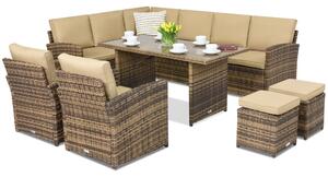 Градински мебели Monaco Comida 7 + 2 пуфа Garden Point кафяви