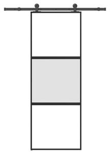 VidaXL Плъзгаща се врата с обков 76x205 см Закалено стъкло&Алуминий