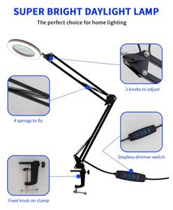 Brilagi - LED Димируема настолна лампа с лупа LED/12W/5V 3000/4200/6000K черен