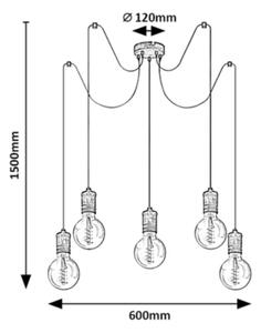 Rabalux 3218 - Висящ полилей FIDEL 5xE27/25W/230V