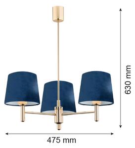 Brilagi - Полилей на тръба MONTE 3xE27/15W/230V син/златист