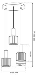 Висящ полилей CRISTAL 3xE27/60W/230V черен