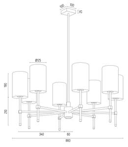 Argon 5051 - Полилей ABRUZZO 8xE14/15W/230V месинг/бял