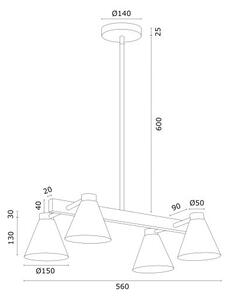 Argon 1773 - Полилей AVALONE 4xE27/15W/230V бял/златист