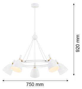 Argon 2117 - Полилей CHARLOTTE 5xE27/15W/230V бял/златист