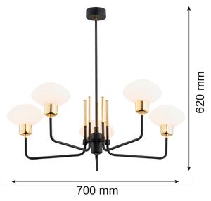 Argon 2128 - Полилей RAVELLO 5xE14/15W/230V черен/златист