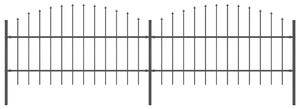 Sonata Градинска ограда с пики, стомана, (0,75-1)x3,4 м, черна