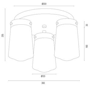 Argon 6165 - Полилей за повърхностен монтаж PASADENA 3xE27/15W/230V златист/бял