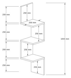 Ъглова етажерка ZIKZAK 105,5x25 cм кафява