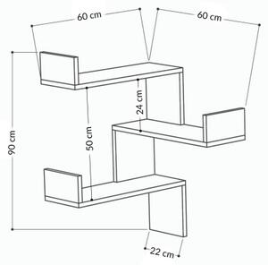 Ъглова етажерка LUKSA 90x60 cм бяла