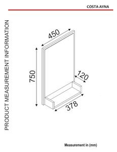 Стенно огледало с рафт COSTA 75x45 cм черно