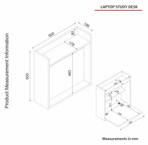 Сгъваемо бюро LAPTOP 60x60 cм кафяво/бяло