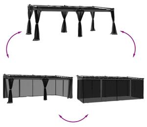 VidaXL Беседка с мрежести стени, антрацит, 6x3 м, стомана