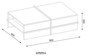 Масичка за кафе PLUS 35x90 cм кафява/бяла