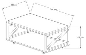 Масичка за кафе YUSO 42,5x98 cм бор