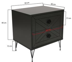 Нощно шкафче LUNA 55x50 cм антрацит/черно