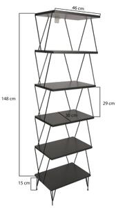 Етажерка BALABAN 165x48 cм антрацит/черна