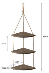 Висяща ъглова етажерка 90x25 cм кафява