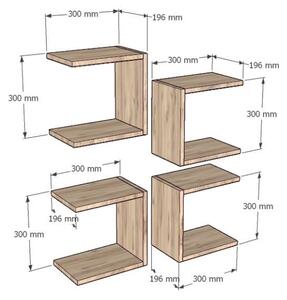 К-кт 4x Етажерка за стена BASE кафяв