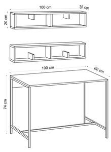 К-кт 2бр. етажерки PENNY 20x100 см + бюро 74x100 см кафяви/черни
