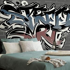 Тапет – С тухлена имитация и надпис Street Art