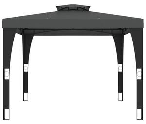 VidaXL Беседка с двоен покрив, антрацит, 2,98x2,98 м, стомана
