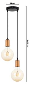Пендел MIROS 2xE27/60W/230V кръгъл черен/меден