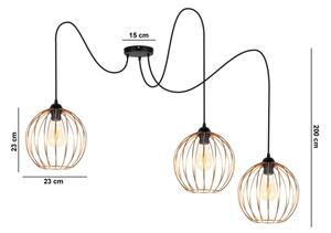 Пендел MATT 3xE27/60W/230V паяк черен/меден